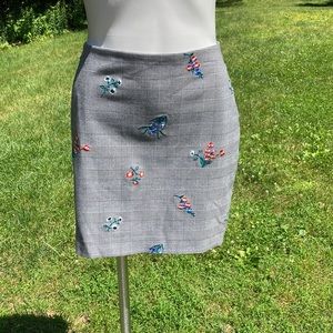 Express embroidered lined gray bistro plaid skirt size 8